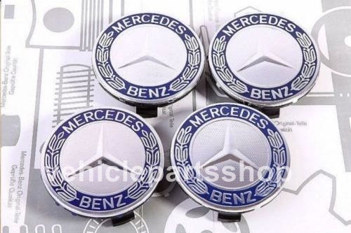 Blue Btssiwd Genuine Size Replacement for Benz Wheel Central hub Caps 75mm/2.95'' New OEM 4Pcs/Set 