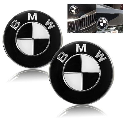 82mm Hood Emblem and 74mm Trunk Emblem and 45mm Steering Wheel Emblem Decal for BMW Decoration Luckily 3 Pieces for BMW Emblems Hood and Trunk 
